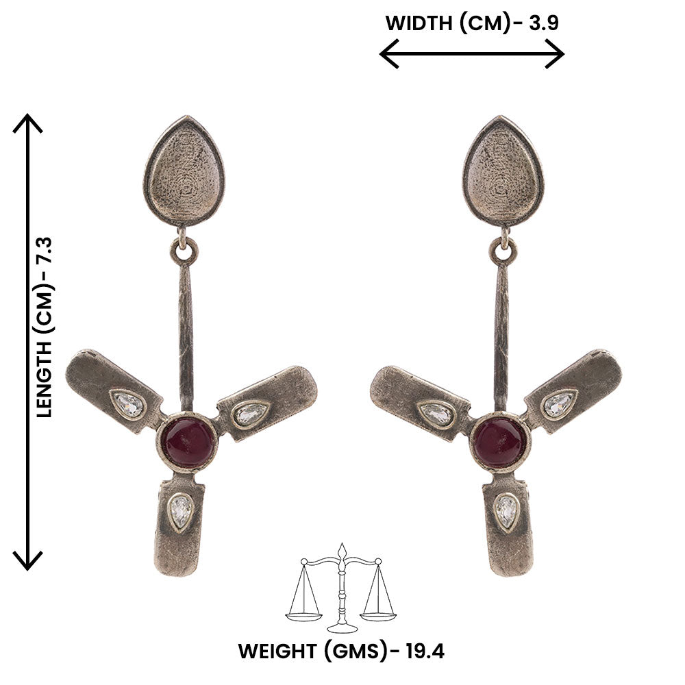 Pawan- Silver Brass Oxidised dangler earrings