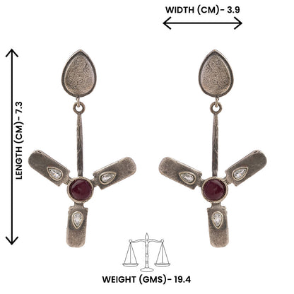 Pawan- Silver Brass Oxidised dangler earrings