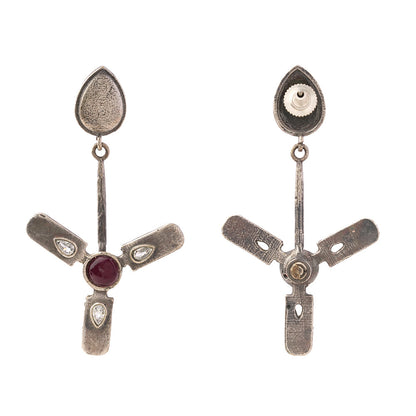 Pawan- Silver Brass Oxidised dangler earrings