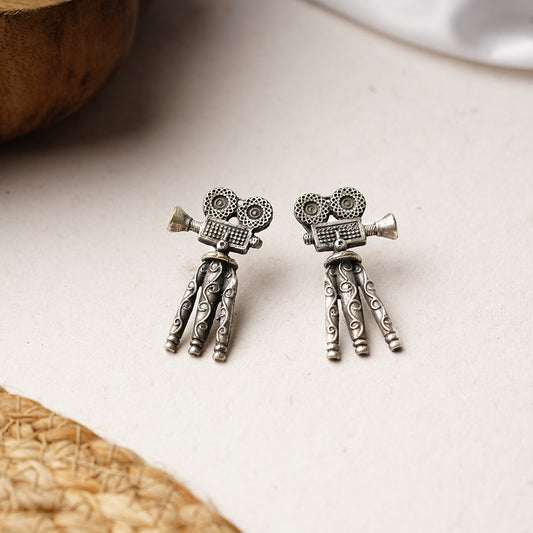 Tasveer- Silver Brass oxidised stud earrings