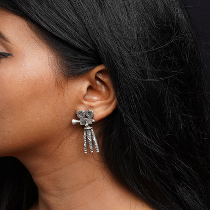 Tasveer- Silver Brass oxidised stud earrings