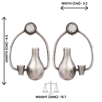 Panghat- Silver Brass oxidised stud earrings