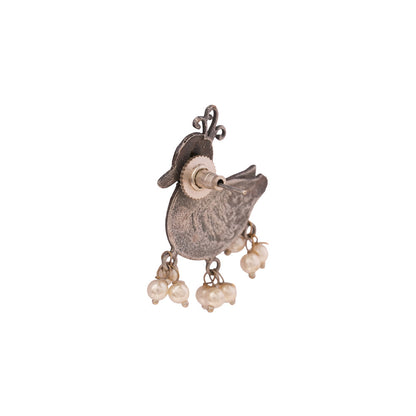 Rajhans- Silver Brass Pearl dangler earrings