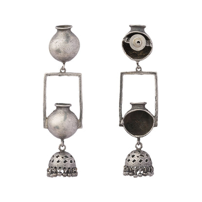 Mridghat- Silver Brass Oxidised dangler Earrings