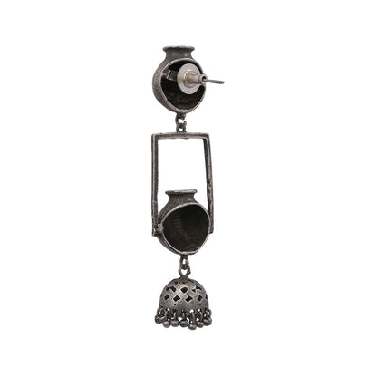 Mridghat- Silver Brass Oxidised dangler Earrings