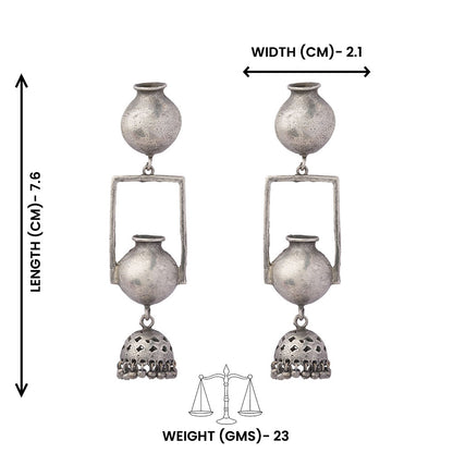 Mridghat- Silver Brass Oxidised dangler Earrings