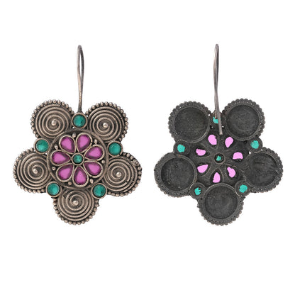 Padmavalli- Silver Brass Oxidised dangler earrings(Multicolored)