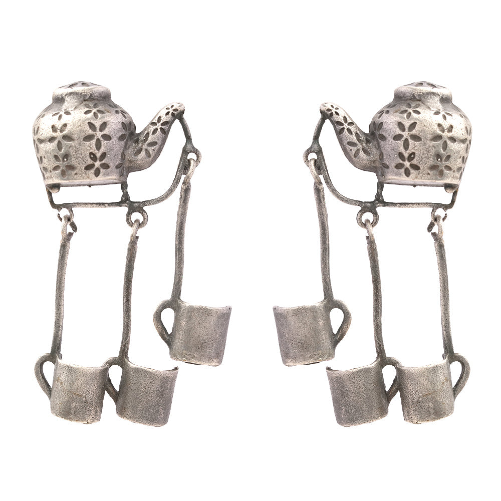 Chuski- Silver Brass Oxidised dangler earrings