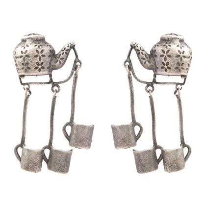 Chuski- Silver Brass Oxidised dangler earrings
