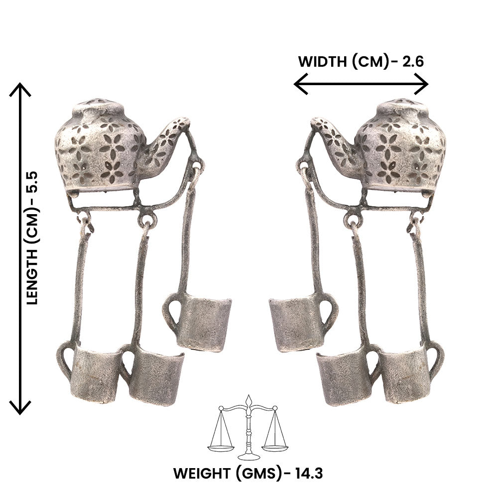Chuski- Silver Brass Oxidised dangler earrings