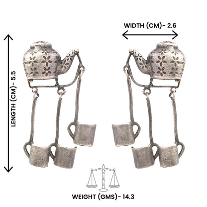 Chuski- Silver Brass Oxidised dangler earrings