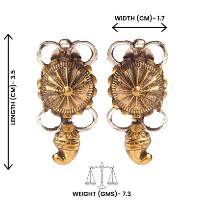 Gajraj- Silver Brass Oxidised stud earrings