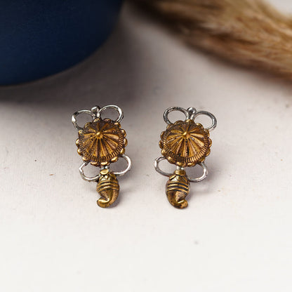 Gajraj- Silver Brass Oxidised stud earrings