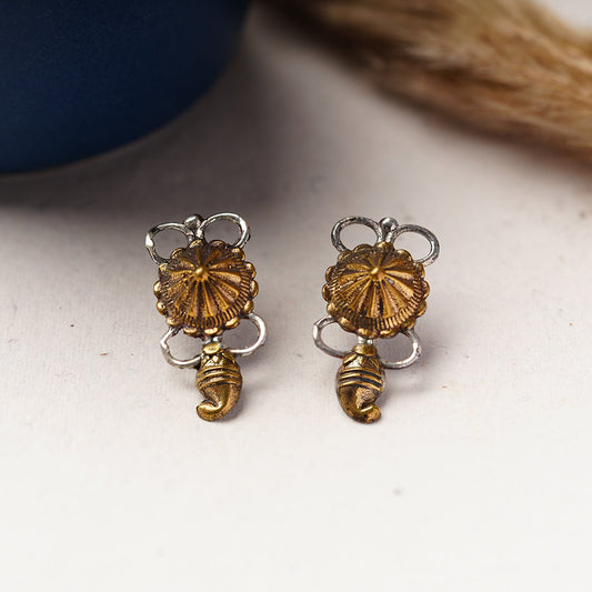 Gajraj- Silver Brass Oxidised stud earrings