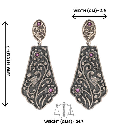 Shyamalika- Silver Brass Oxidised dangler earrings