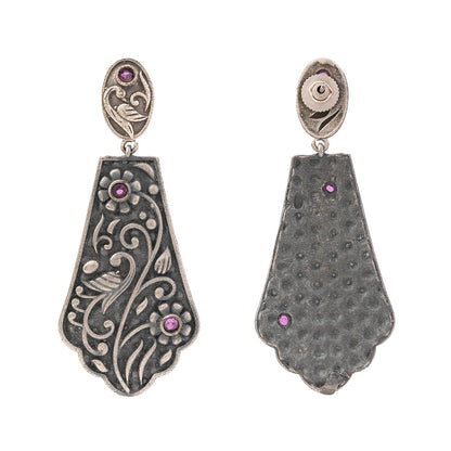 Shyamalika- Silver Brass Oxidised dangler earrings