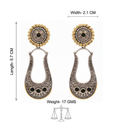 Nupura- Nupura- Silver Brass Oxidised dangler earrings(Black)
