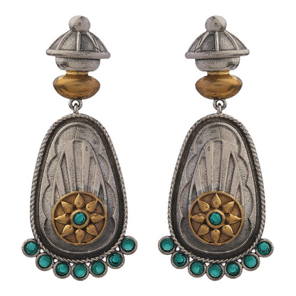 Rangaabha – Silver Brass Oxidised Dangler Earrings