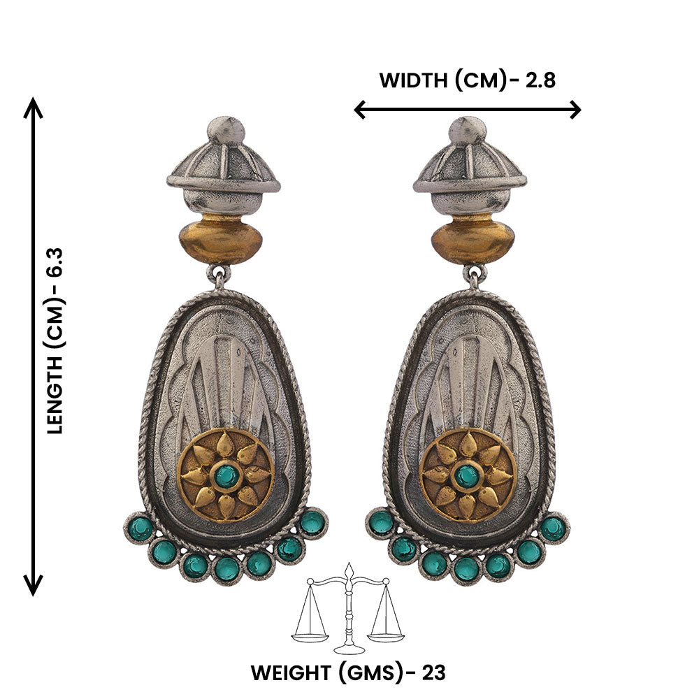 Rangaabha – Silver Brass Oxidised Dangler Earrings