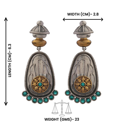 Rangaabha – Silver Brass Oxidised Dangler Earrings