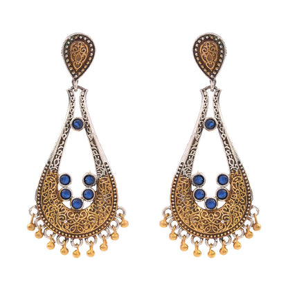 Jhankaar- Silver Brass Oxidised dangler earrings