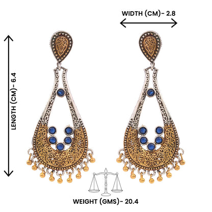 Jhankaar- Silver Brass Oxidised dangler earrings