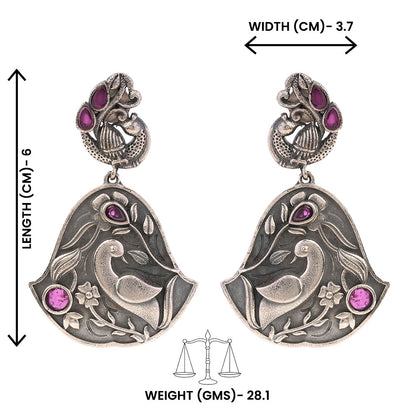 MayurGhantika- Silver Brass Oxidised dangler earrings