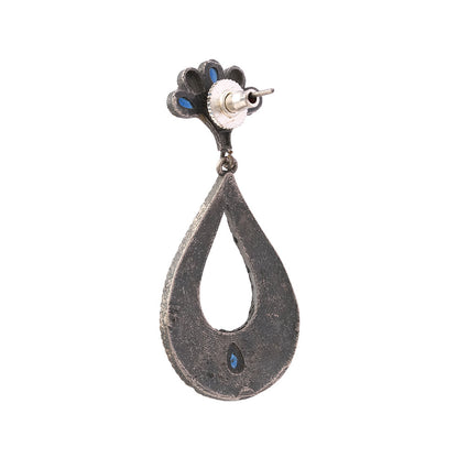 Neeranjali- Silver Brass Oxidised dangler earrings