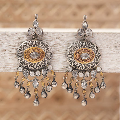 Saurabhi- Silver Brass Oxidisd dangler earrings