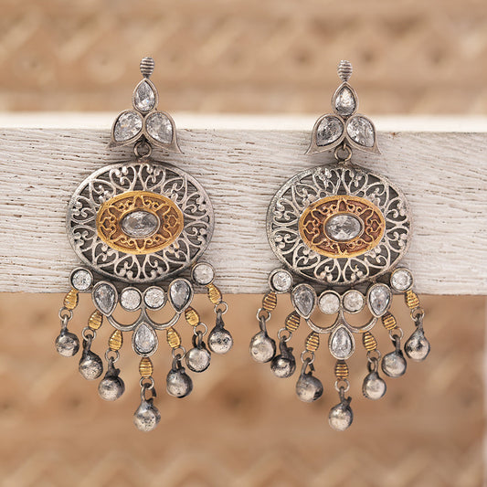 Saurabhi- Silver Brass Oxidisd dangler earrings