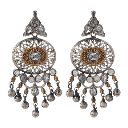 Saurabhi- Silver Brass Oxidisd dangler earrings