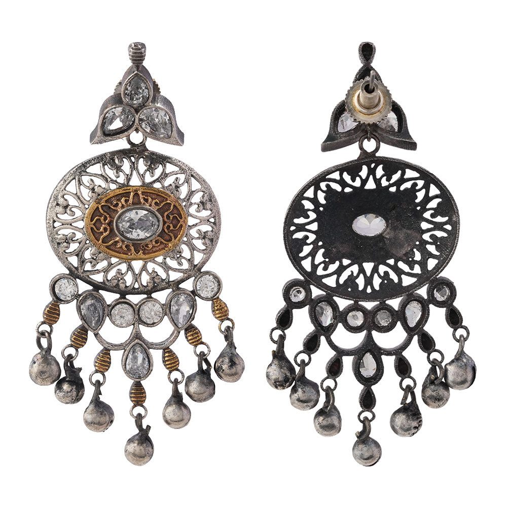 Saurabhi- Silver Brass Oxidisd dangler earrings