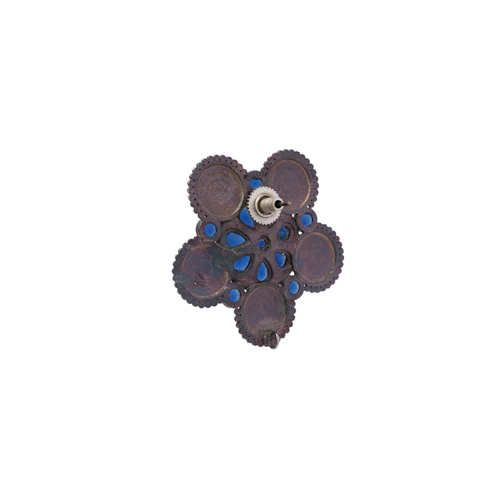 Jalkamal- Silver Brass Oxidised Stud Earrings