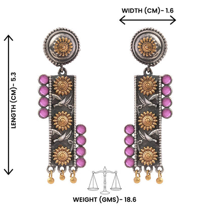 AyatNoor- Silver Brass Oxidised dangler earrings