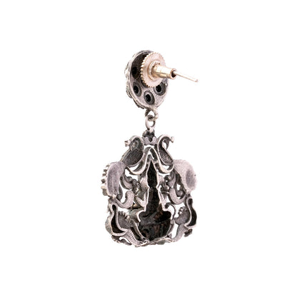 Gajanana- Silver Brass Oxidised dangler earrings(Black)