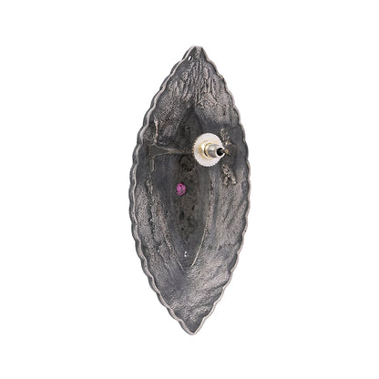 PushpNetra- Silver Brass Stone Studded Stud Earrings