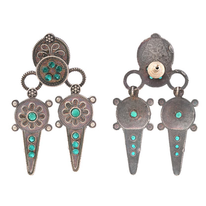 Rajwada- Silver Brass Oxidised dangler earrings