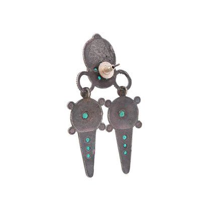 Rajwada- Silver Brass Oxidised dangler earrings