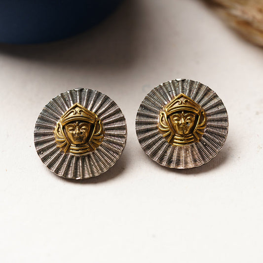 RaviChhavi- Silver Brass Oxidised Stud Earrings