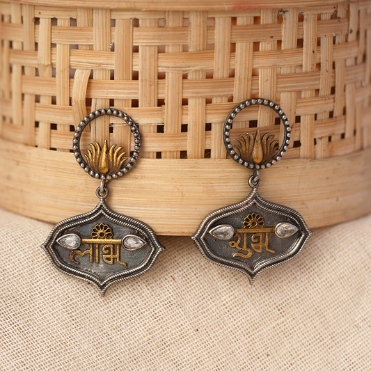 Mangalam- Silver Brass Oxidised dangler earrings