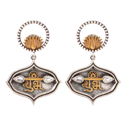 Mangalam- Silver Brass Oxidised dangler earrings