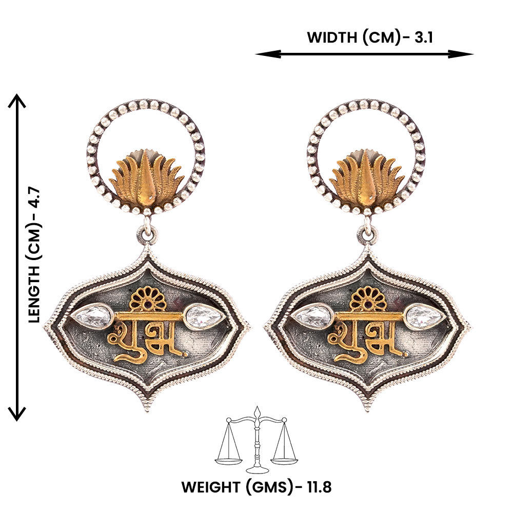 Mangalam- Silver Brass Oxidised dangler earrings
