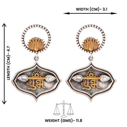 Mangalam- Silver Brass Oxidised dangler earrings