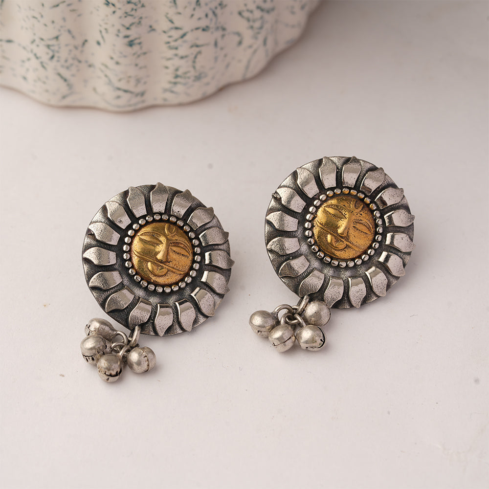 Surya- Silver Brass Oxidisd dangler earrings