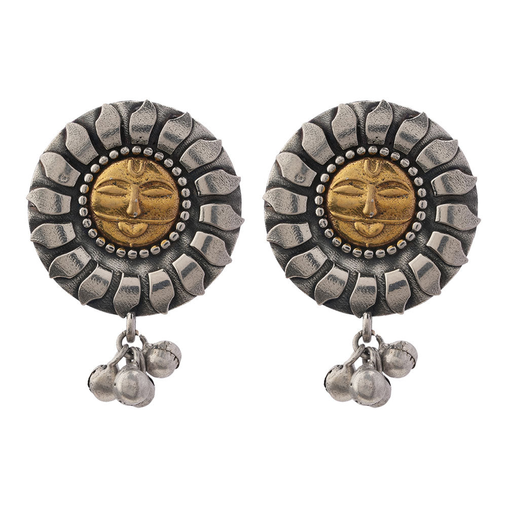 Surya- Silver Brass Oxidisd dangler earrings