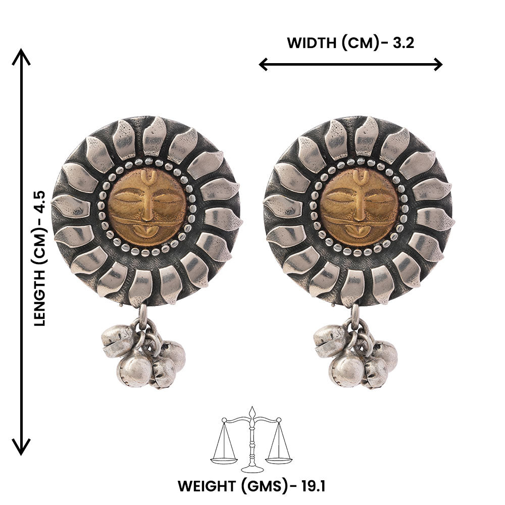 Surya- Silver Brass Oxidisd dangler earrings