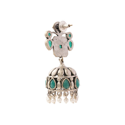 Ratnika- Silver Brass Oxidised Jhumka earrings