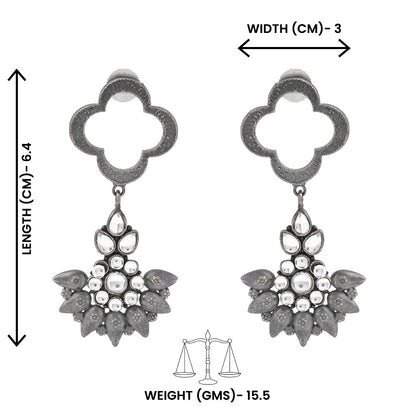 Noorika- Silver Brass Oxidised dangler earrings