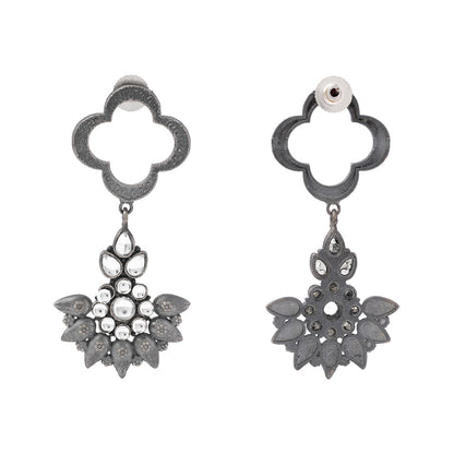 Noorika- Silver Brass Oxidised dangler earrings