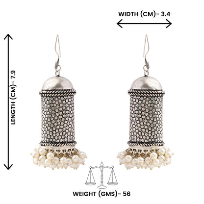 Chamkeeli- Silver Brass Pearl jhumka earrings